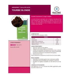 Tourbe blonde de sphaignes, sac de 70 litres - PRO98 Tourbe blonde de sphaignes, sac de 70 litres - PRO98