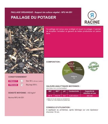 Paillage organique du potager 100% naturel, 48 sacs de 50 l - PRO217-48x50L