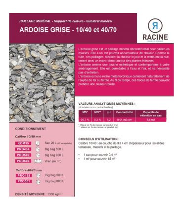 Paillage minéral ardoise grise calibre 40/70mm, Big bag 500 l - PRO435