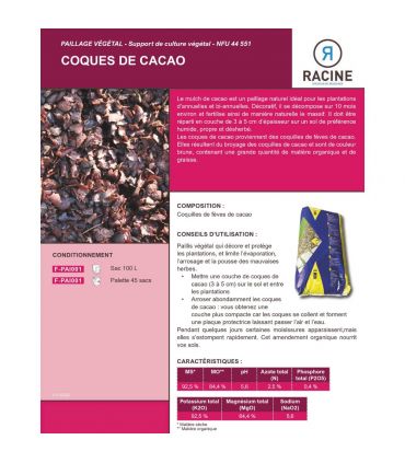 Fertilisant naturel en coque de cacao - sac de 100 litres pour 3m²