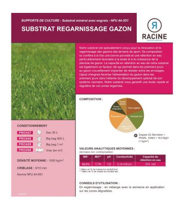 Terreau substrat pour regarnissage gazon pour sol sportif, sac 20l - PRO447