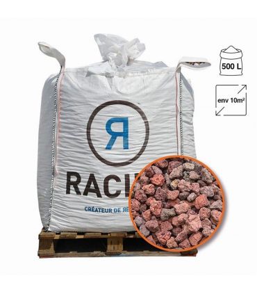 Paillage minéral en pouzzolane rouge 7/15 500 litres pour 10m2