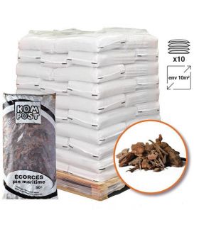 Paillage végétal biodégradable écorces de pin maritime 10 sacs 50 L pour 10m2 Paillage végétal biodégradable écorces de pin maritime 10 sacs 50 L pour 10m2