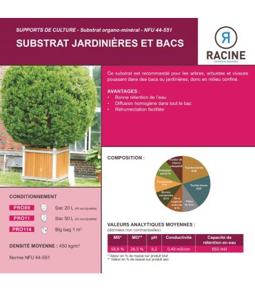 Substrat jardinières et bacs, sac 50 l - PRO11