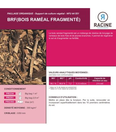 Paillage bois raméal fragmenté 0/50mm, Big bag 1 m3 - PRO34