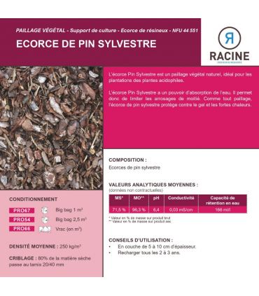 Paillage écorce de pin sylvestre 20/40mm, Big bag 1m3 - PRO67