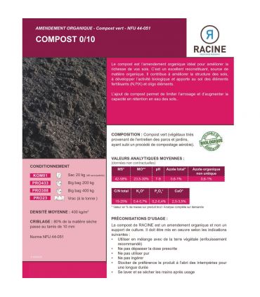Amendement organique compost vert PRO, Big bag 200 kg - PRO433-BB200
