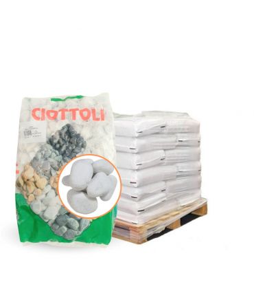 Paillage minéral Galet marbre blanc Carrare 25-40mm, 10 sacs de 25 kg - F-PAI008-10x25