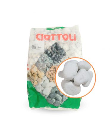 Paillage minéral Galet marbre blanc Carrare 25-40mm, 10 sacs de 25 kg - F-PAI008-10x25