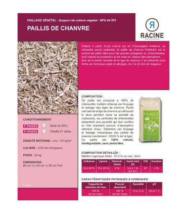 Paillis de chanvre dégradable sans pesticide - balle de 200 litres pour 5 m²