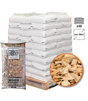 Paillage biodégradable plaquettes forestières bois 48 sacs de 50l pour 48m2