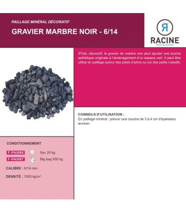 Paillage minéral Gravier marbre noir 6-14mm, Big bag 500 kg - F-PAI067
