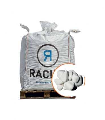 Galet marbre blanc pur Big Bag 500 Kg calibre 24-40 mm Racine F-PAI047-24-40/BB500