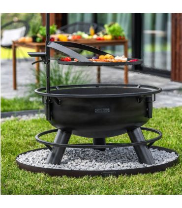 Braséro de jardin avec grille multifonctionnel BANDITO, avec grille de cuisson multifonction 50cm,111354