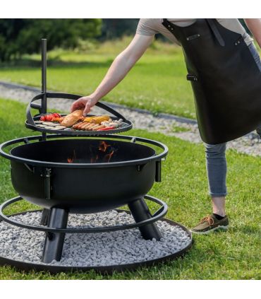 Braséro de jardin avec grille multifonctionnel BANDITO, avec grille de cuisson multifonction 50cm,111354