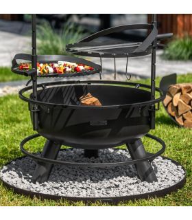 Braséro de jardin avec grille multifonctionnel BANDITO, avec grille de cuisson multifonction 50cm,111354