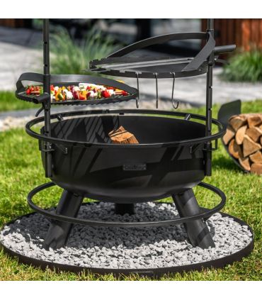Braséro de jardin avec grille multifonctionnel BANDITO, avec grille de cuisson multifonction 50cm,111354