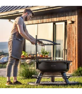 Braséro de jardin avec grille multifonctionnel BANDITO, avec grille de cuisson multifonction 50cm,111354