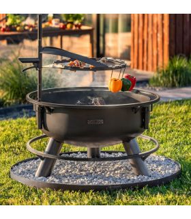 Braséro de jardin avec grille multifonctionnel BANDITO, avec grille de cuisson multifonction 50cm,111354
