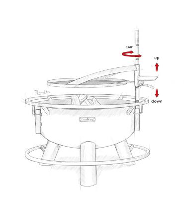 Braséro de jardin avec grille multifonctionnel BANDITO, avec grille de cuisson multifonction 50cm,111354