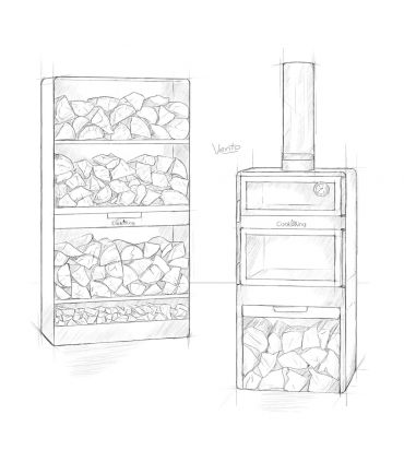 Cheminée d'extérieur VENTO avec vitre trempée,CookKing, 111565